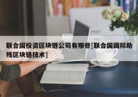 联合国投资区块链公司有哪些[联合国国际助残区块链技术]